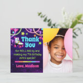 Roller Schaats Verjaardagsfeestje Dank je kaart (Staand voorkant)