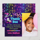 Roller Schaats Verjaardagsfeestje Dank je kaart (Voorkant / Achterkant)