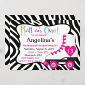 Roller Schaats verjaardagsfeestje Kaart (Voorkant / Achterkant)