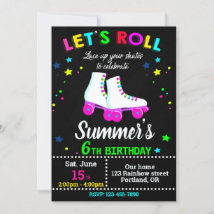 Roller schaats verjaardagsuitnodiging Skateparty Kaart