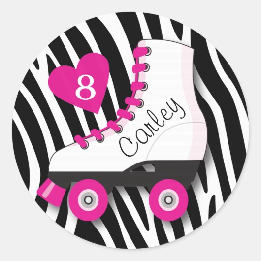 Roller Schaats Zebra Sticker (Voorkant)