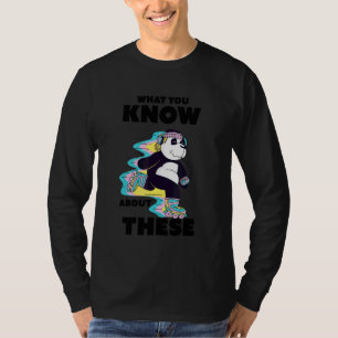 Roller Schaatsen 80s citeren Panda Doing Skating T-shirt