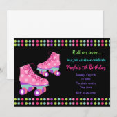 Roller Schaatsen Birthday Party Kaart (Voorkant / Achterkant)