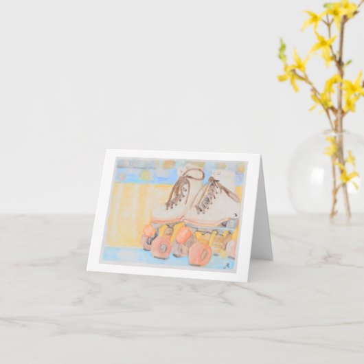 Roller Schaatsen Blank Note Kaart (Gele Bloem)