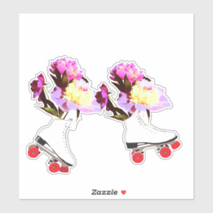 Roller Schaatsen Peonies Sticker