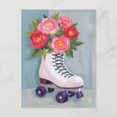 Roller Schaatsen Rose Boeket Schilderij Briefkaart (Voorkant)
