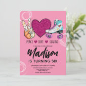 Roller Schaatsen Roze Hart Verjaardagsfeest Kaart (Staand voorkant)