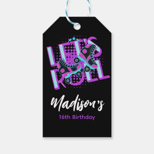 Roller Schaatsen Sweet 16 Theme Birthday Party Cadeaulabel (Voorkant)