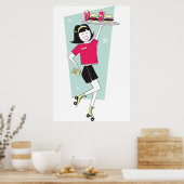Roller Schaatsen Waitress Poster (Keuken)
