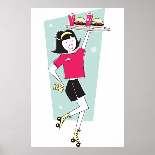 Roller Schaatsen Waitress Poster (Voorkant)