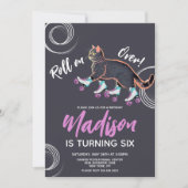 Roller Schaatsen Zwart Kitten Regenboog Verjaardag Kaart (Voorkant)