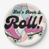 Roller-schaatsfeestaccessoires in de stijl van 70s papieren bordje (Voorkant)