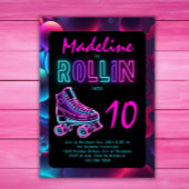 Roller Sjaatsfeest Meisjes Neon Glow Verjaardag Kaart