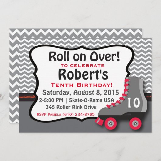 Roller Skate Anniversaire Fête Invitation (Devant / Derrière)