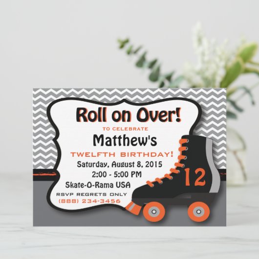 Roller Skate Anniversaire Fête Invitation (Debout devant)