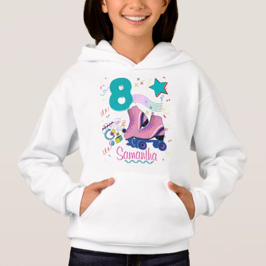 Roller Skate Anniversaire Fille Retro Patinage Cor (Devant)