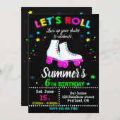 Roller skate anniversaire invitation Patinage (Devant / Derrière)