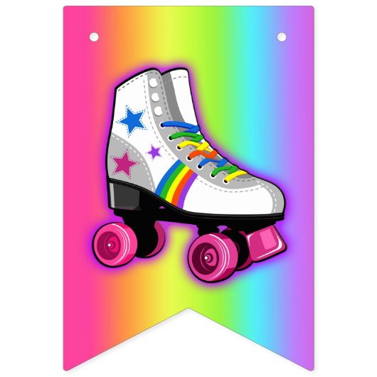 Roller Skate Arc-en-ciel Bonne bannière d'annivers (Premier drapeau)