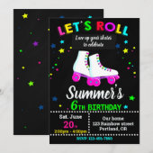 Roller skate birthday invitation - Skating party (Devant / Derrière)