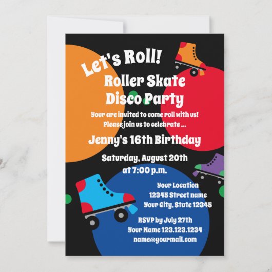 Roller skate disco Invitations fête d'anniversaire (Devant)