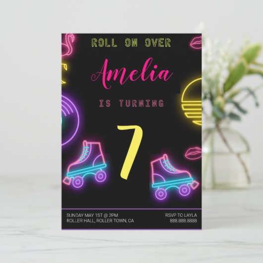 Roller Skate Invitation Anniversaire (Debout devant)