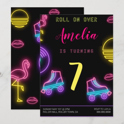 Roller Skate Invitation Anniversaire (Devant / Derrière)