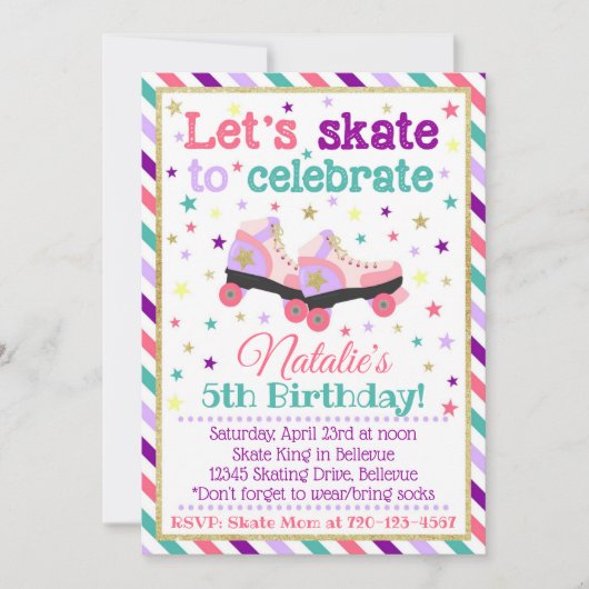 Roller Skate Invitation Anniversaire | Invitation (Devant)