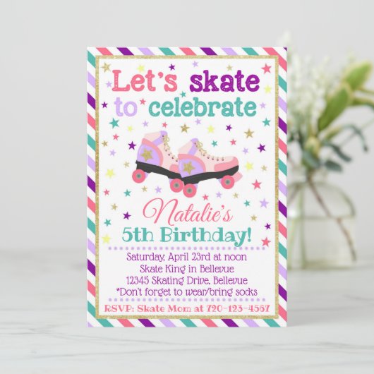 Roller Skate Invitation Anniversaire | Invitation (Debout devant)