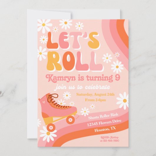 Roller Skate Invitation Anniversaire | Patinage ré (Devant)