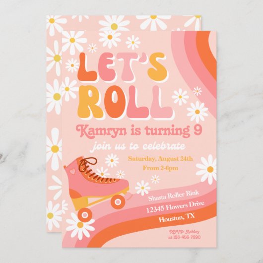 Roller Skate Invitation Anniversaire | Patinage ré (Devant / Derrière)