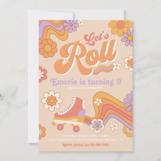 Roller Skate Invitation Anniversaire | Patinage Su (Devant)