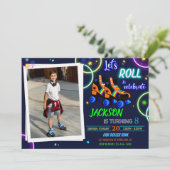 Roller skate invitation Photo boy Sk8 invitation (Debout devant)