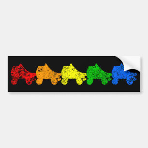 roller skate regenboog bumpersticker