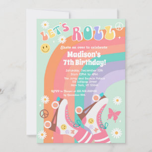 Roller Skate Retro Invitations d'anniversaire Supe