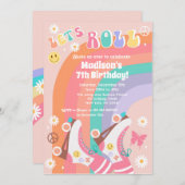 Roller Skate Retro Invitations d'anniversaire Supe (Devant / Derrière)