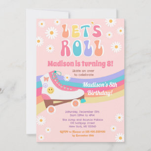 Roller Skate Super Rétro Anniversaire Invitations