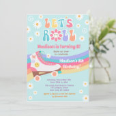 Roller Skate Super Rétro Anniversaire Invitations (Debout devant)