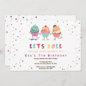 Roller skateparty-uitnodiging kaart (Voorkant / Achterkant)