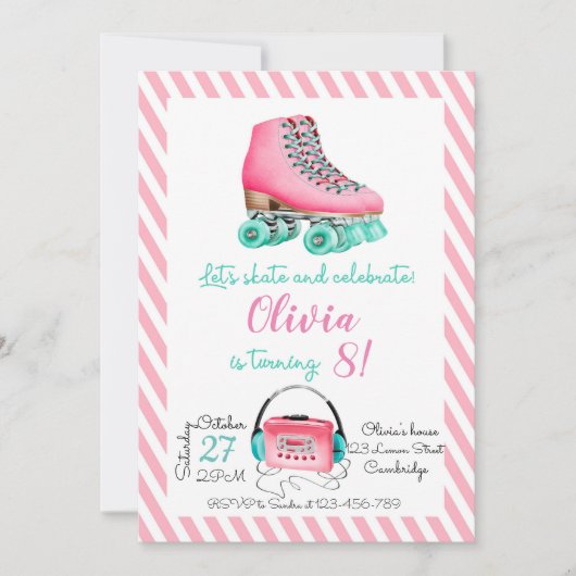 Roller Skating Birthday Invitation (Devant)