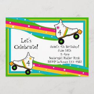 Roller Skating Birthday Invitation Kaart