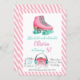 Roller Skating Birthday Invitation Kaart