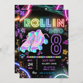 Roller Skating Birthday Invitation Kaart (Voorkant / Achterkant)