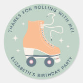 Roller Skating Birthday Party Dank je Ronde Sticker (Voorkant)