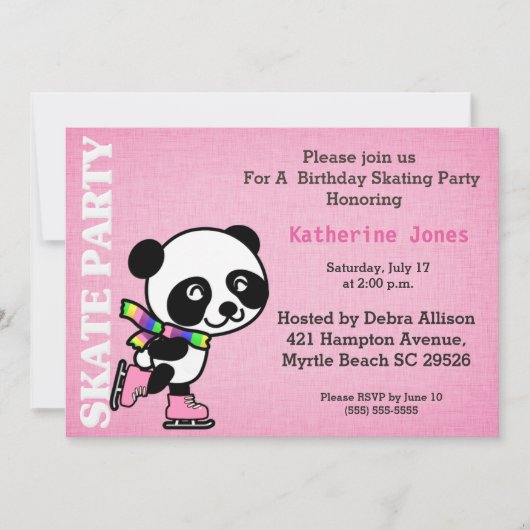 Roller Skating Birthday Party Invitation Kaart (Voorkant)