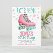 Roller Skating Birthday Party Invitation Kaart (Staand voorkant)