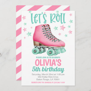 Roller Skating Birthday Party Invitation Kaart