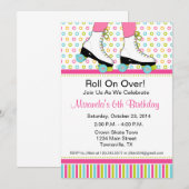 Roller Skating Birthday Party Invitation Kaart (Voorkant / Achterkant)