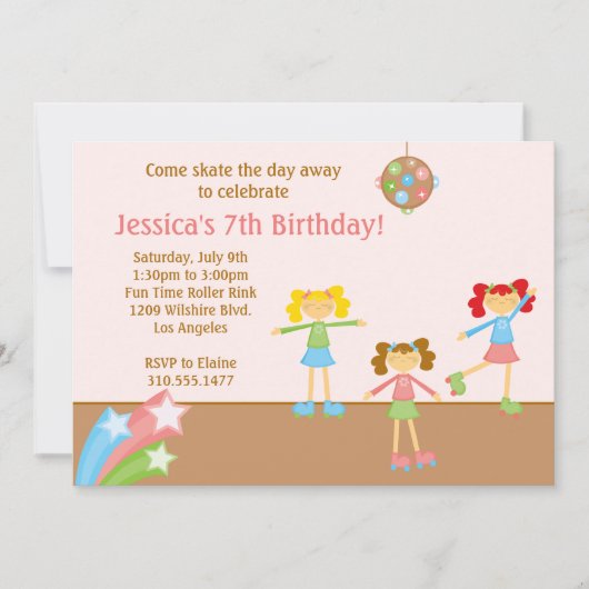 Roller Skating Birthday Party Invitation Kaart (Voorkant)