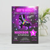 Roller Skating Birthday Party Invitation / Neon (Debout devant)