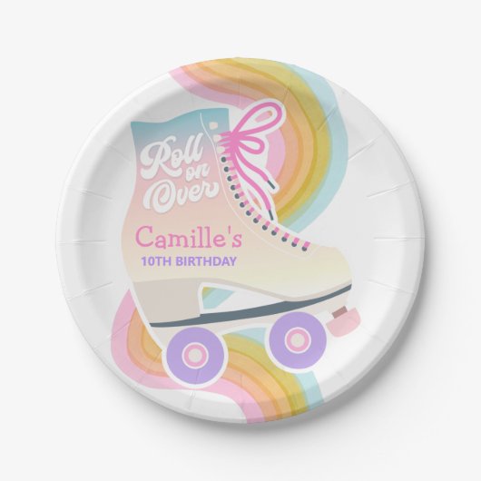 Roller Skating Birthday Party Papieren Bordje (Voorkant)